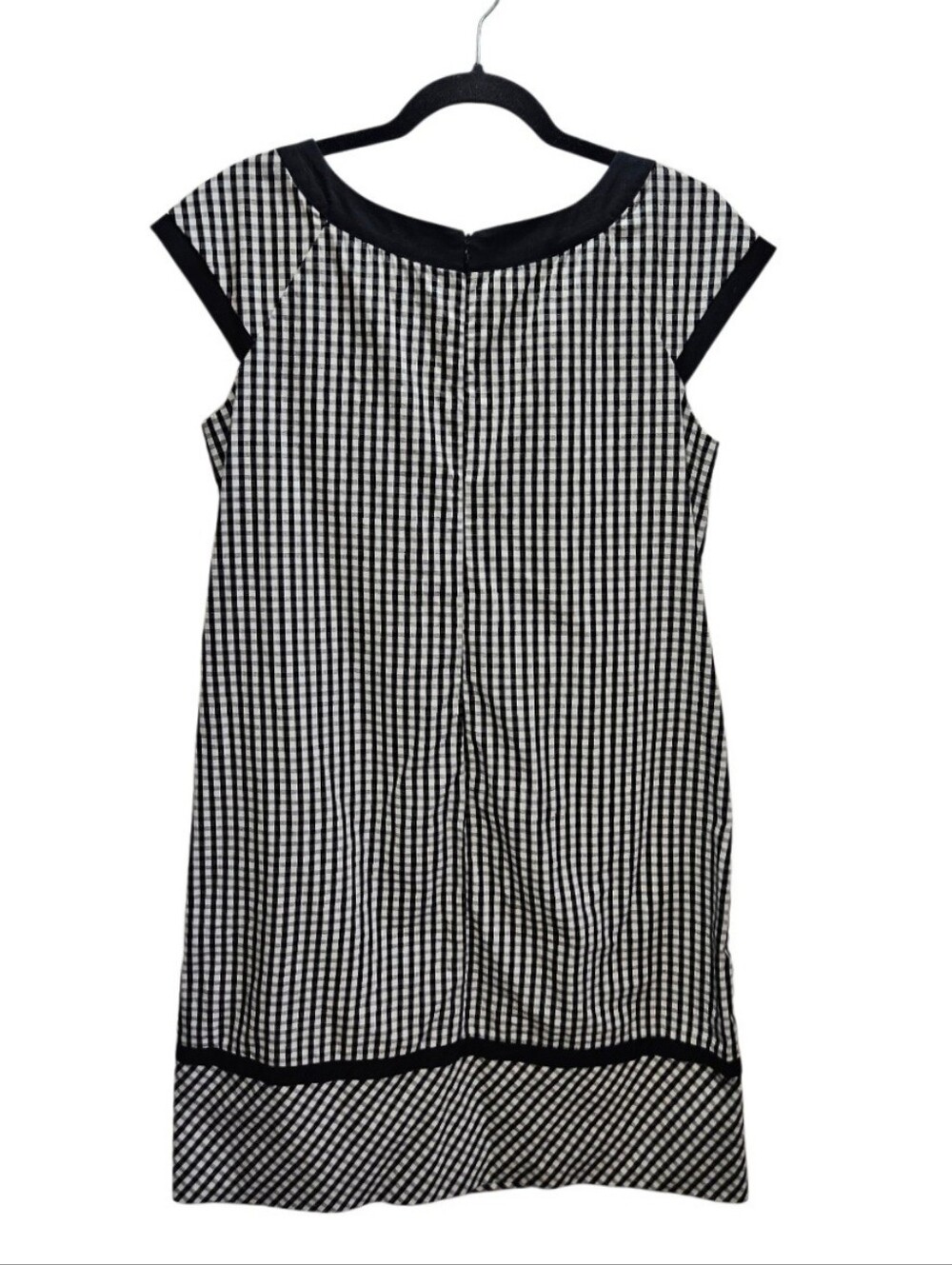 0207 Rabbit Rabbit Rabbit Designs Gingham Dress Black White Size 12 Retro Fall - Picture 2 of 14